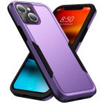 Wholesale Heavy Duty Strong Armor Hybrid Trailblazer Case Cover for Apple iPhone 13 (6.1) (Purple)